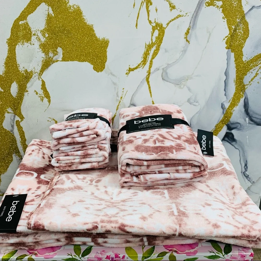 NWT  BeBe 8 piece Towel set pink